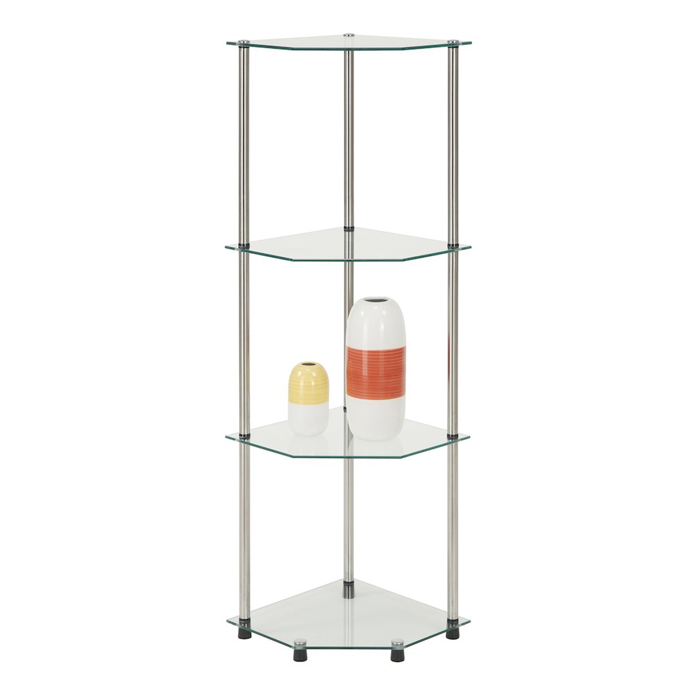 Designs2Go Classic Glass 4 Tier Corner Shelf