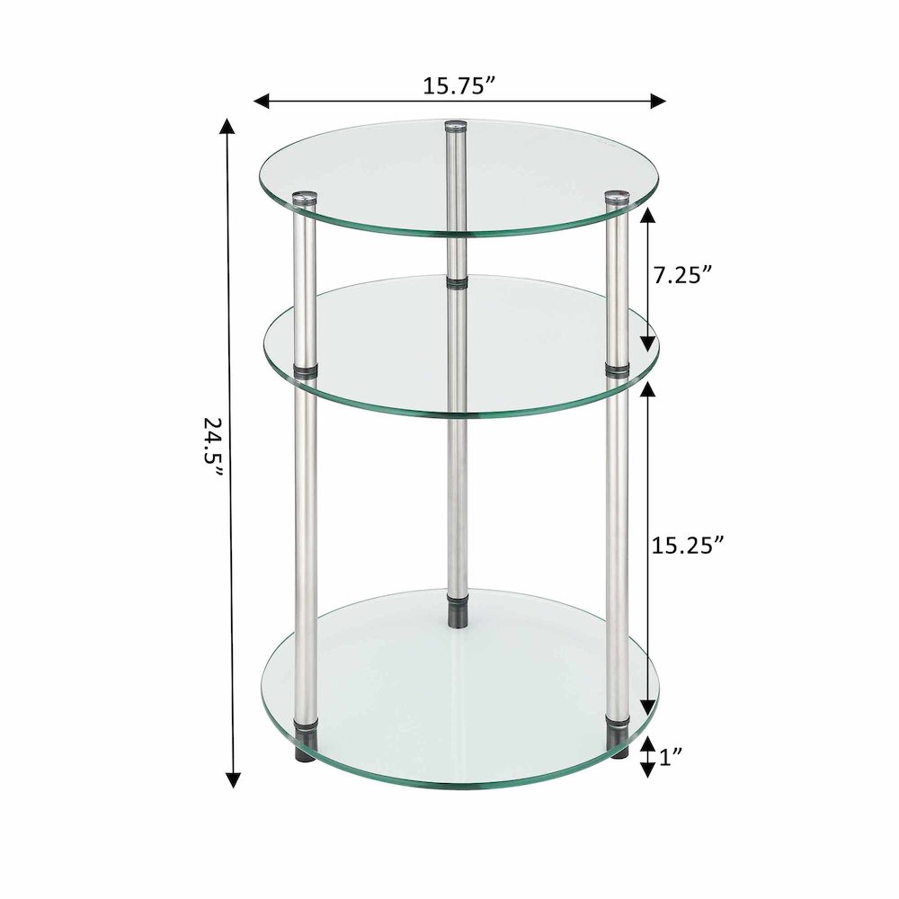 Designs2Go Classic Glass 3 Tier Round Table