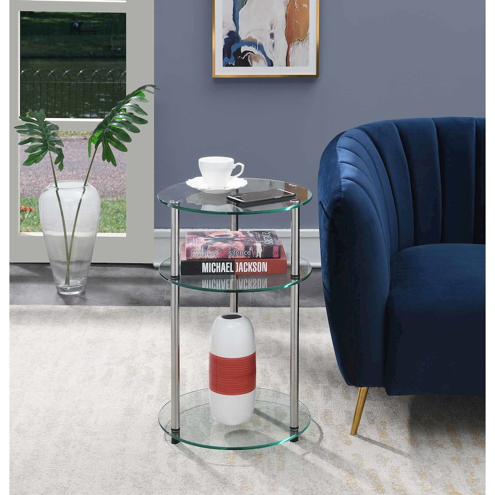 Designs2Go Classic Glass 3 Tier Round Table