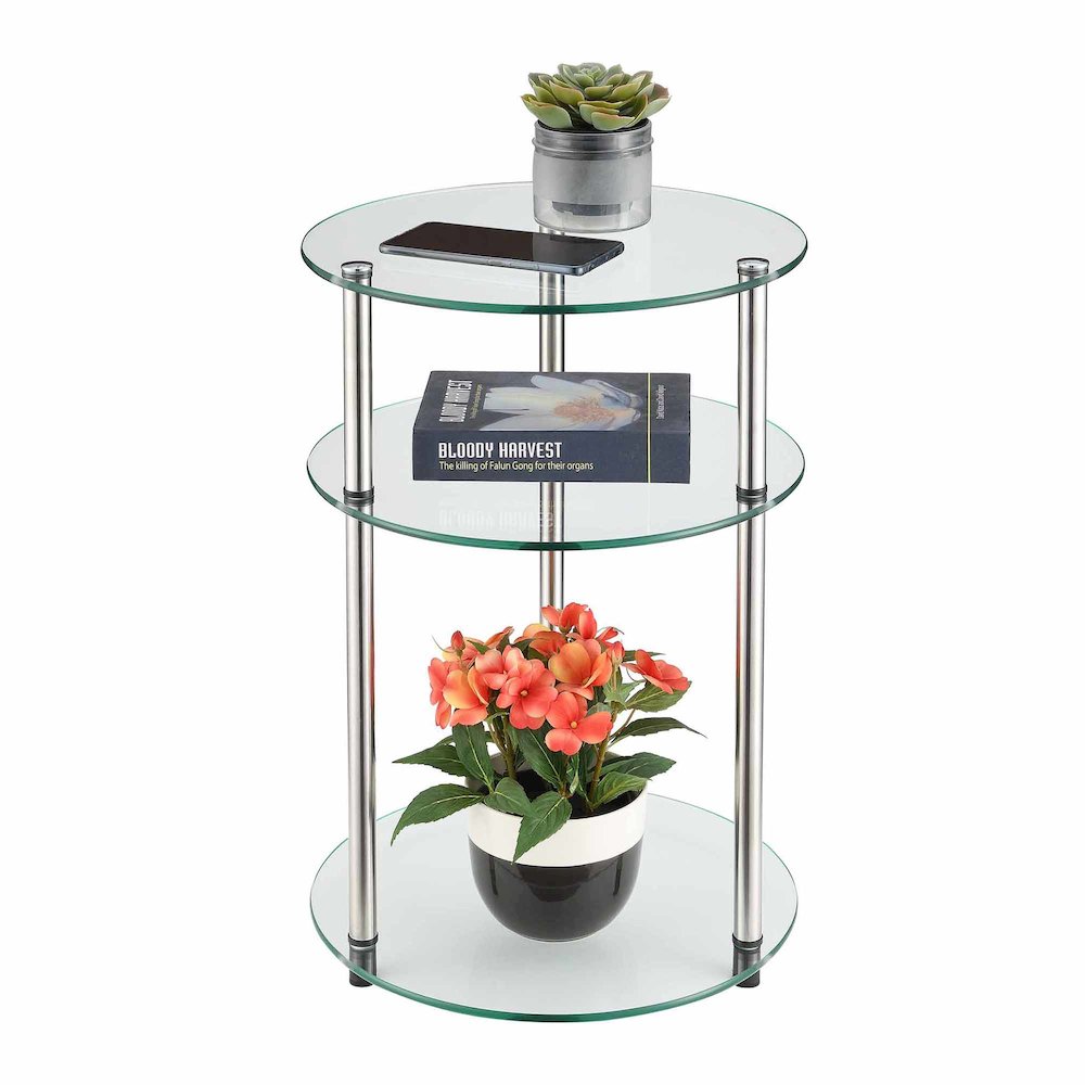 Designs2Go Classic Glass 3 Tier Round Table