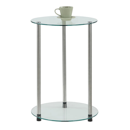 Designs2Go Classic Glass 2 Tier Round End Table