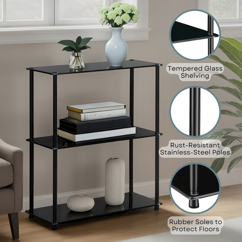 Designs2Go Classic Glass 3 Tier Bookshelf