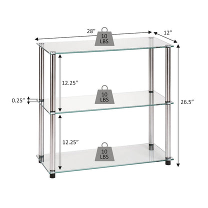 Designs2Go Classic Glass 3 Tier Bookshelf