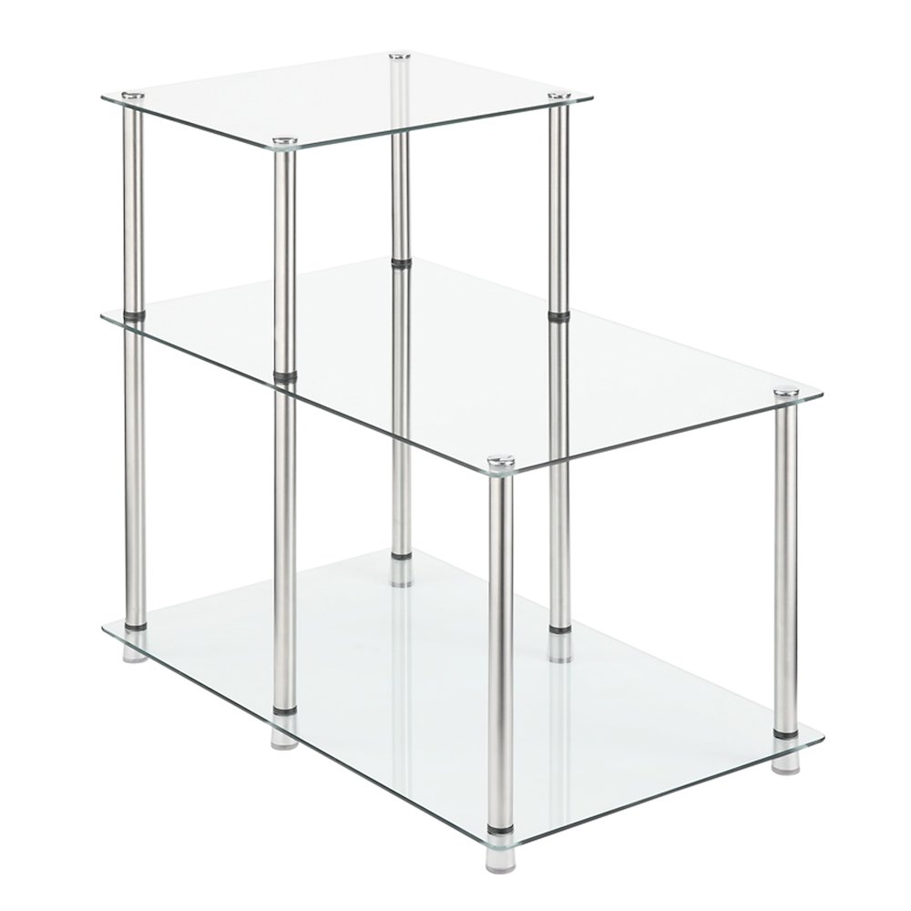 Designs2Go Classic Glass 3 Tier Step End Table