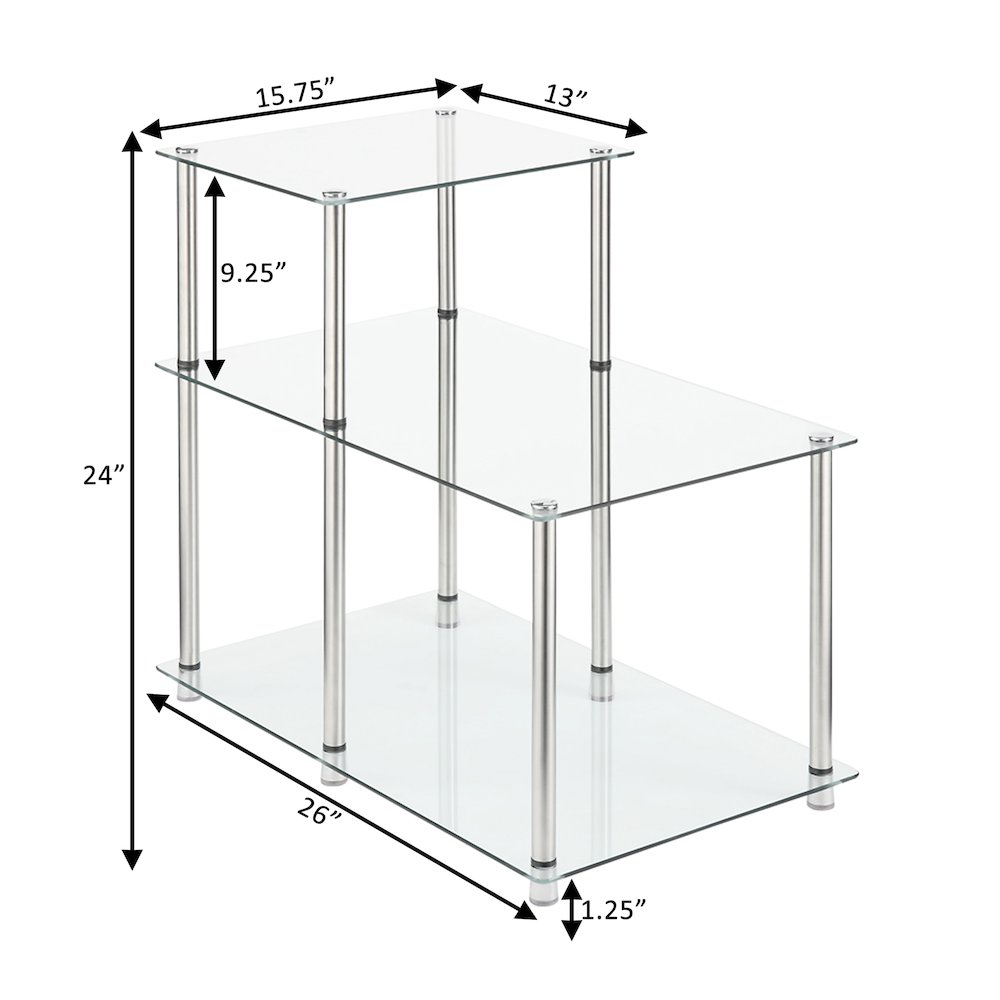 Designs2Go Classic Glass 3 Tier Step End Table