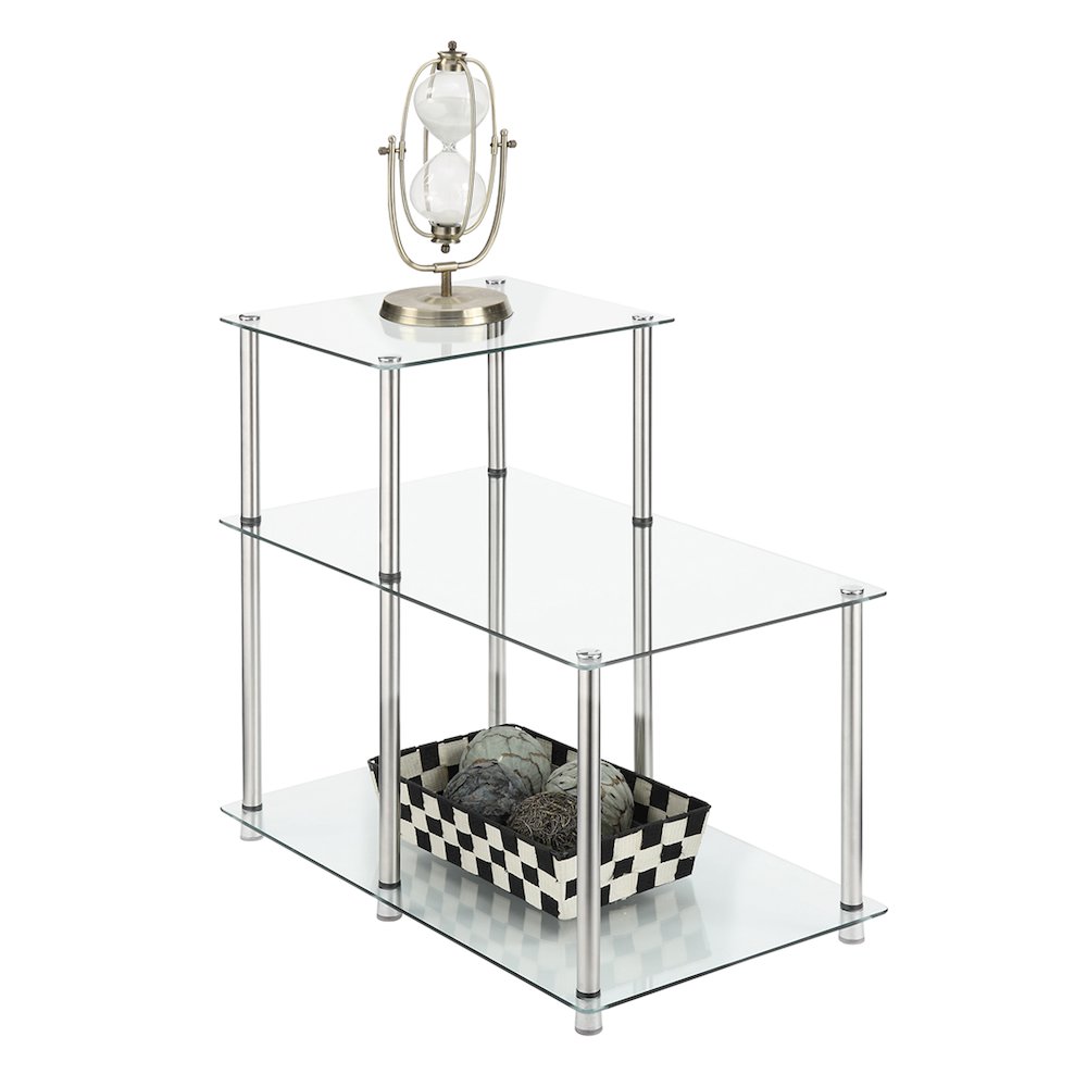 Designs2Go Classic Glass 3 Tier Step End Table