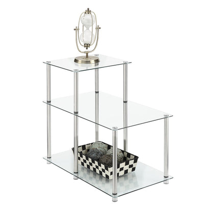 Designs2Go Classic Glass 3 Tier Step End Table