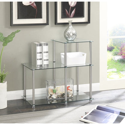 Designs2Go Classic Glass 3 Tier Step End Table