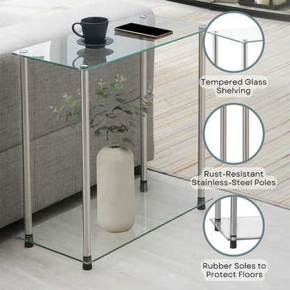 Designs2Go Classic Glass 2 Tier Chairside End Table