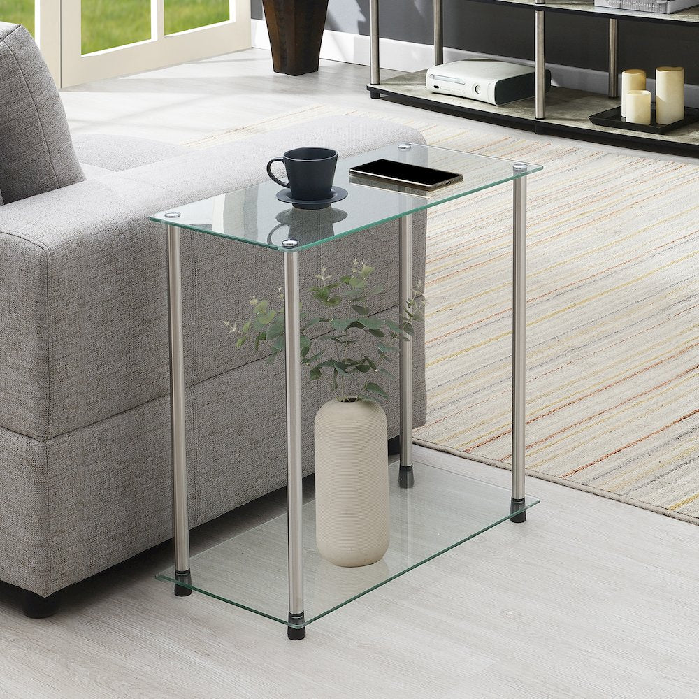 Designs2Go Classic Glass 2 Tier Chairside End Table