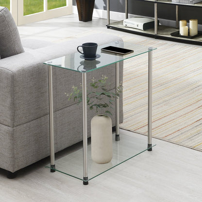 Designs2Go Classic Glass 2 Tier Chairside End Table