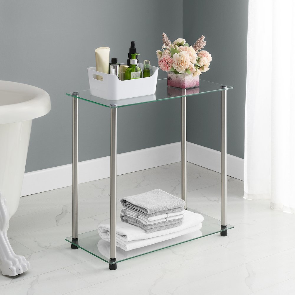 Designs2Go Classic Glass 2 Tier Chairside End Table