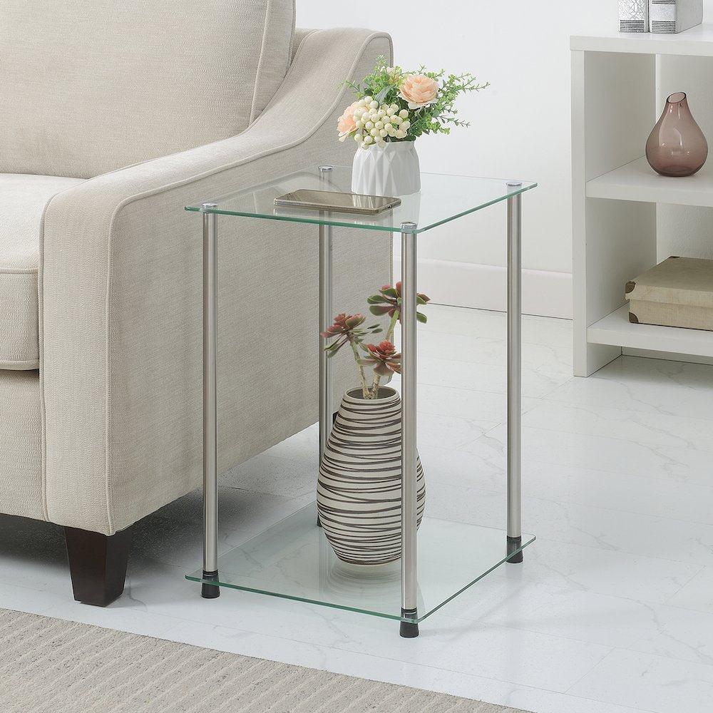 Designs2Go Classic Glass 2 Tier Square End Table
