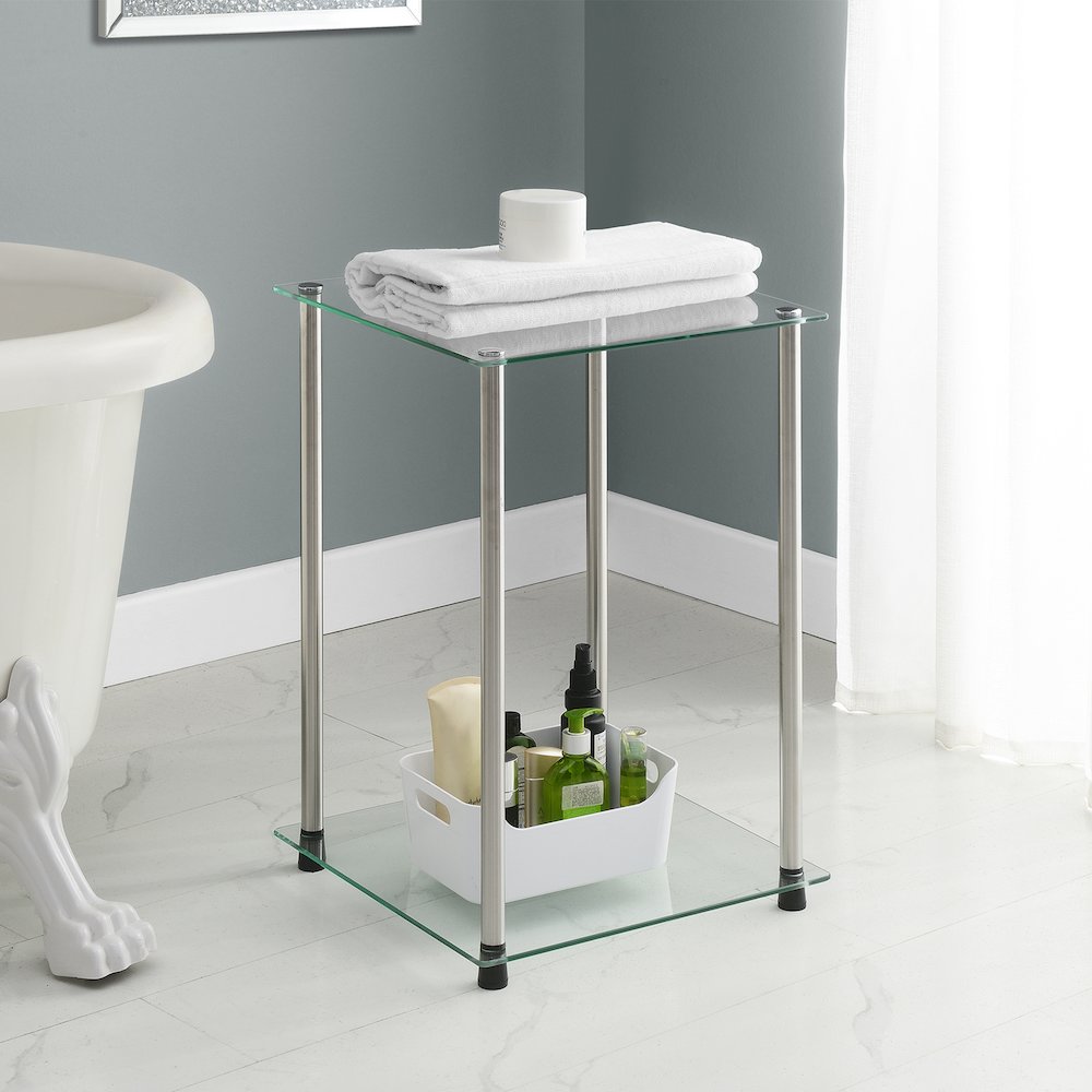 Designs2Go Classic Glass 2 Tier Square End Table