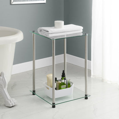 Designs2Go Classic Glass 2 Tier Square End Table