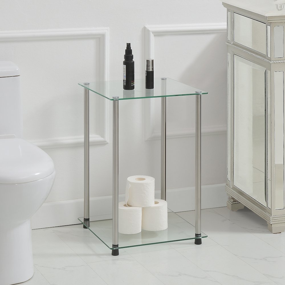 Designs2Go Classic Glass 2 Tier Square End Table