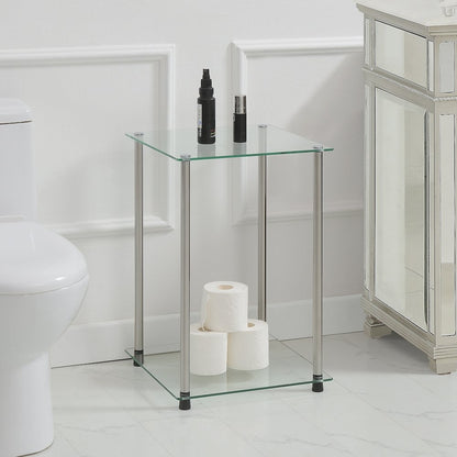 Designs2Go Classic Glass 2 Tier Square End Table