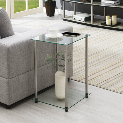 Designs2Go Classic Glass 2 Tier Square End Table