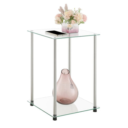 Designs2Go Classic Glass 2 Tier Square End Table