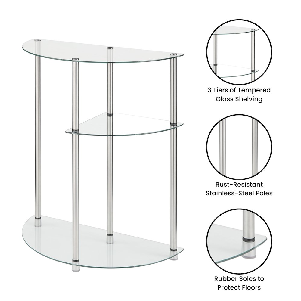 Classic Glass 3 Tier Display Entryway Hall Table