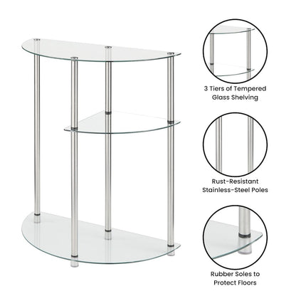 Classic Glass 3 Tier Display Entryway Hall Table