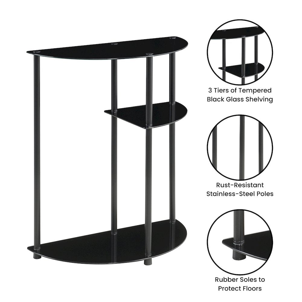 Designs2Go Classic Glass 3 Tier Display Entryway Hall Table