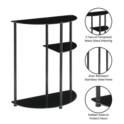 Designs2Go Classic Glass 3 Tier Display Entryway Hall Table