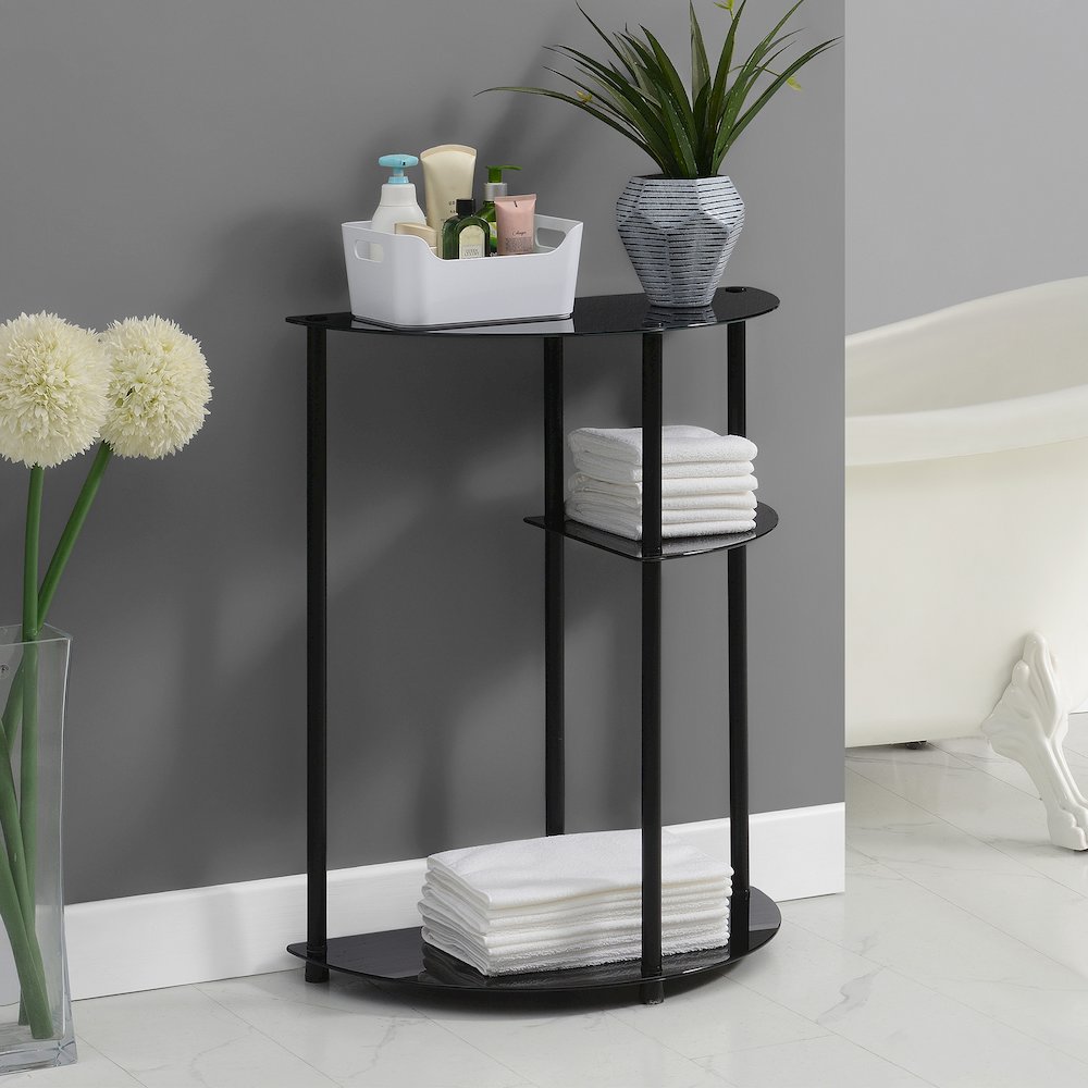 Designs2Go Classic Glass 3 Tier Display Entryway Hall Table