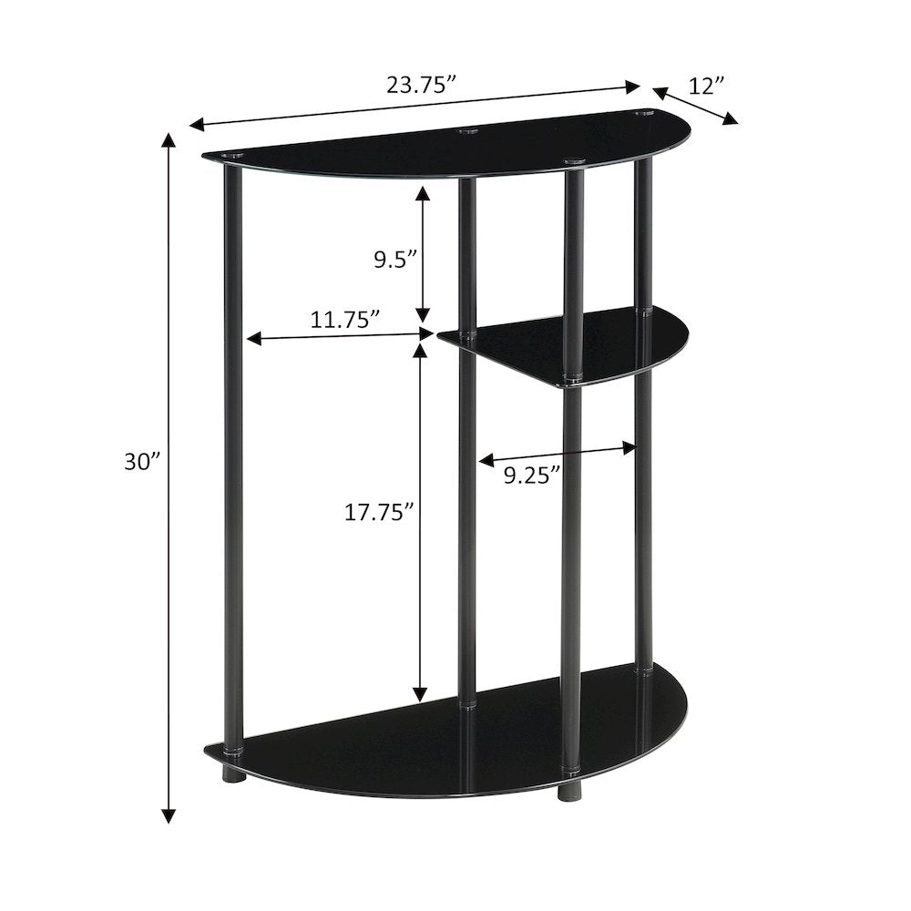 Designs2Go Classic Glass 3 Tier Display Entryway Hall Table