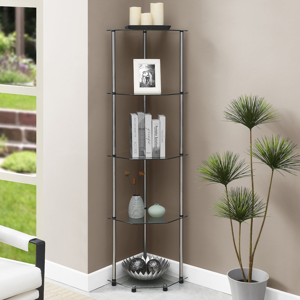Designs2Go Classic Glass 5 Tier Corner Tower