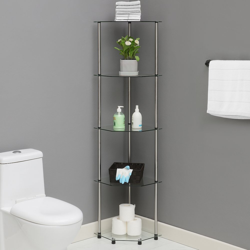 Designs2Go Classic Glass 5 Tier Corner Tower