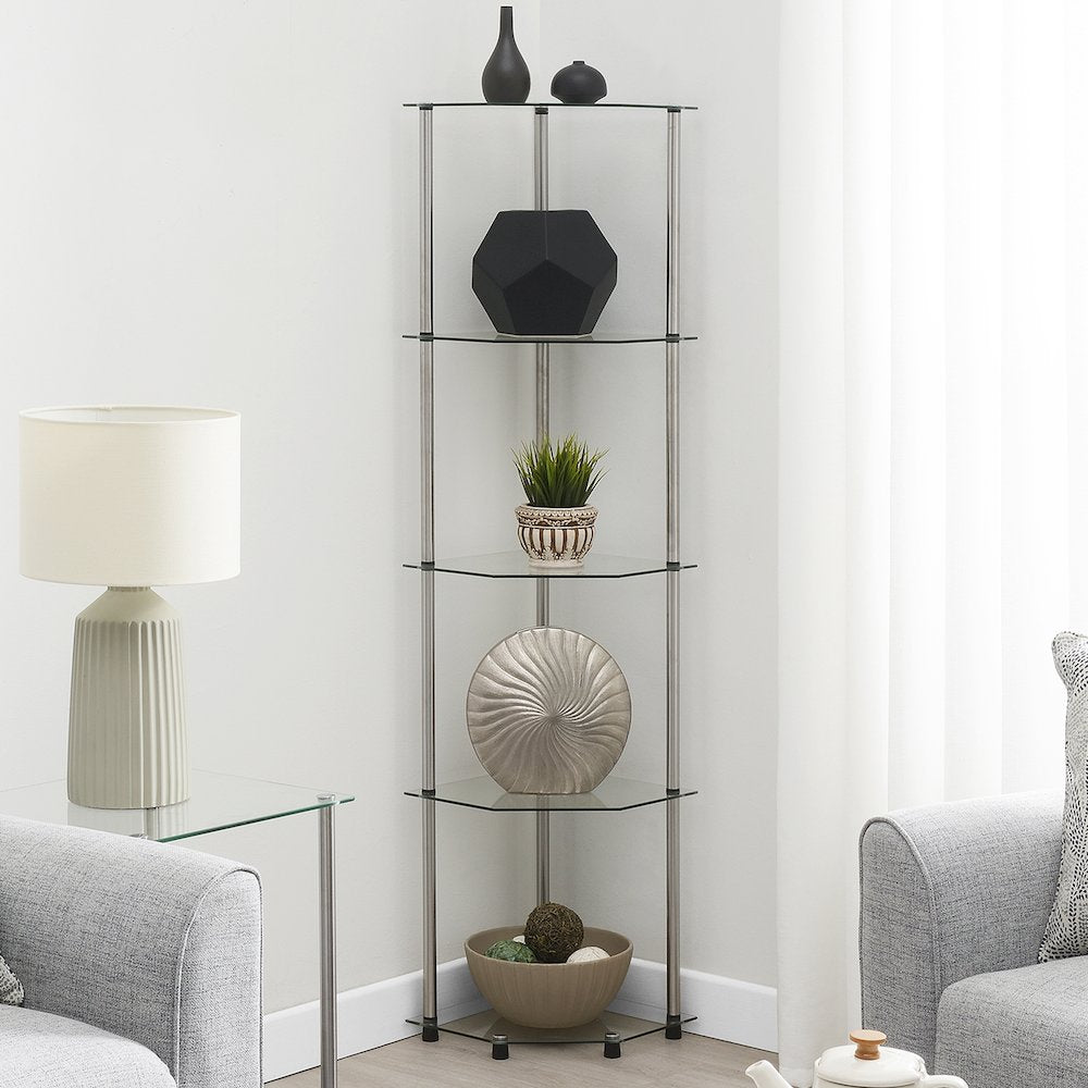 Designs2Go Classic Glass 5 Tier Corner Tower