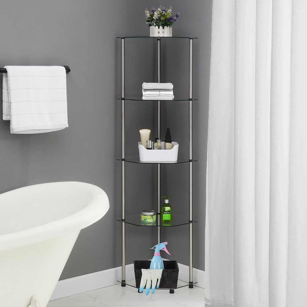 Designs2Go Classic Glass 5 Tier Corner Tower