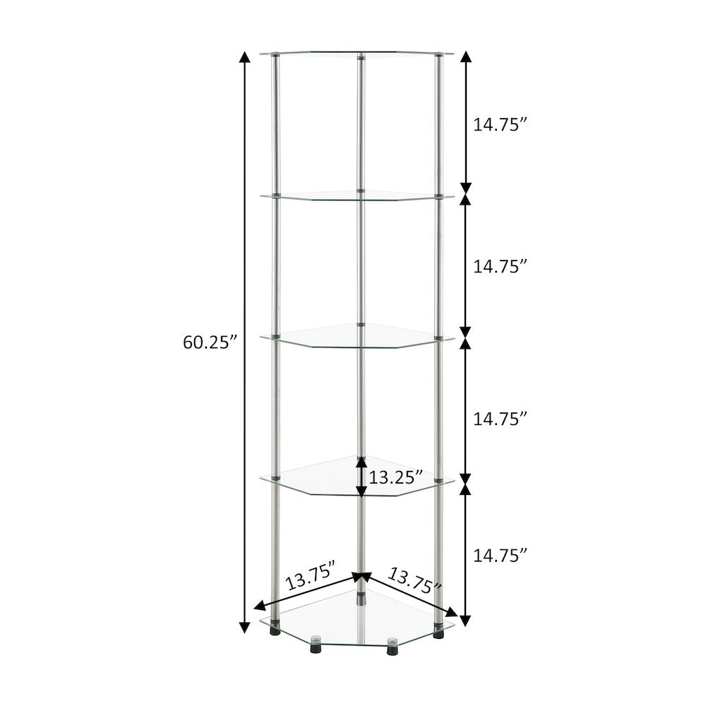 Designs2Go Classic Glass 5 Tier Corner Tower