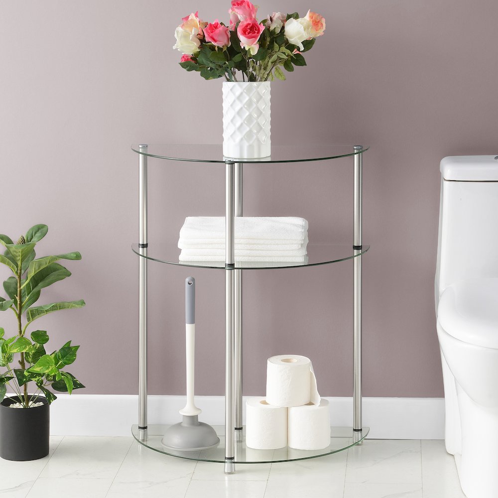 Classic Glass 3 Tier Half-Circle Entryway Hall Table