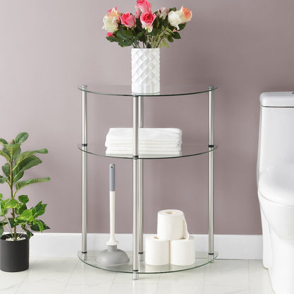 Classic Glass 3 Tier Half-Circle Entryway Hall Table