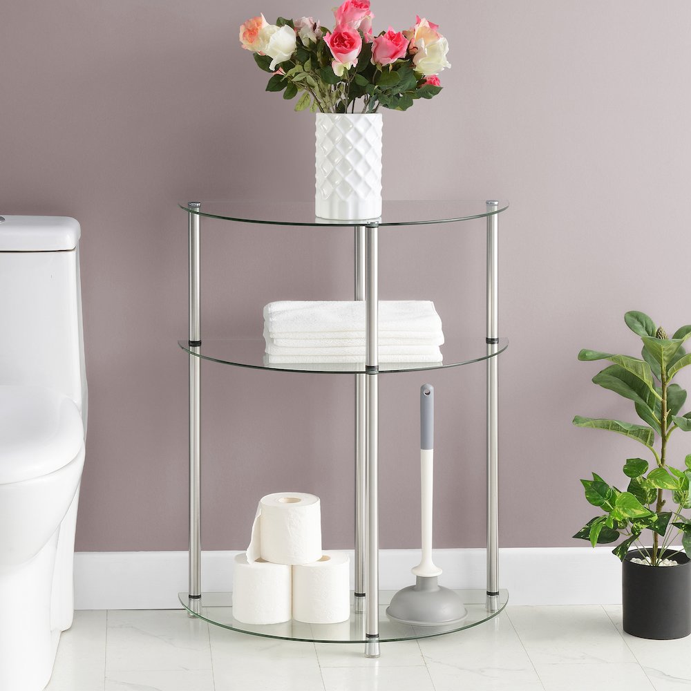 Classic Glass 3 Tier Half-Circle Entryway Hall Table