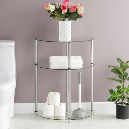 Classic Glass 3 Tier Half-Circle Entryway Hall Table