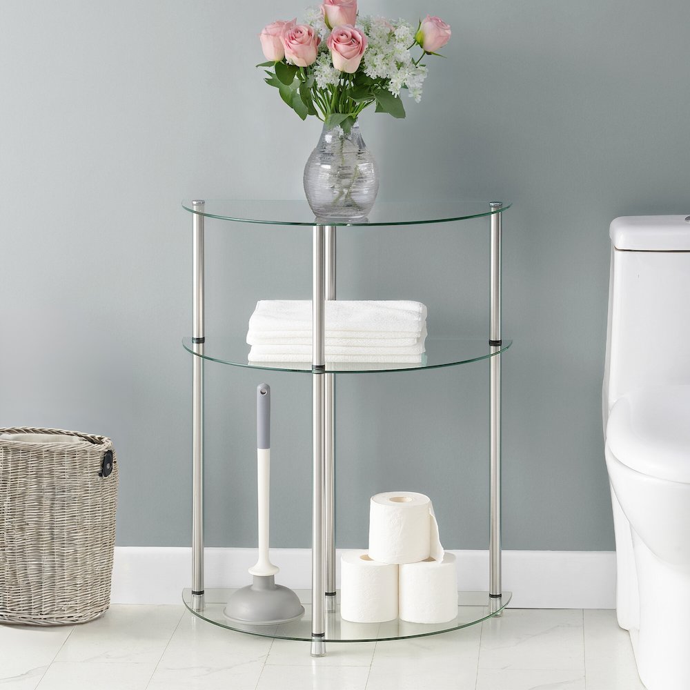 Classic Glass 3 Tier Half-Circle Entryway Hall Table