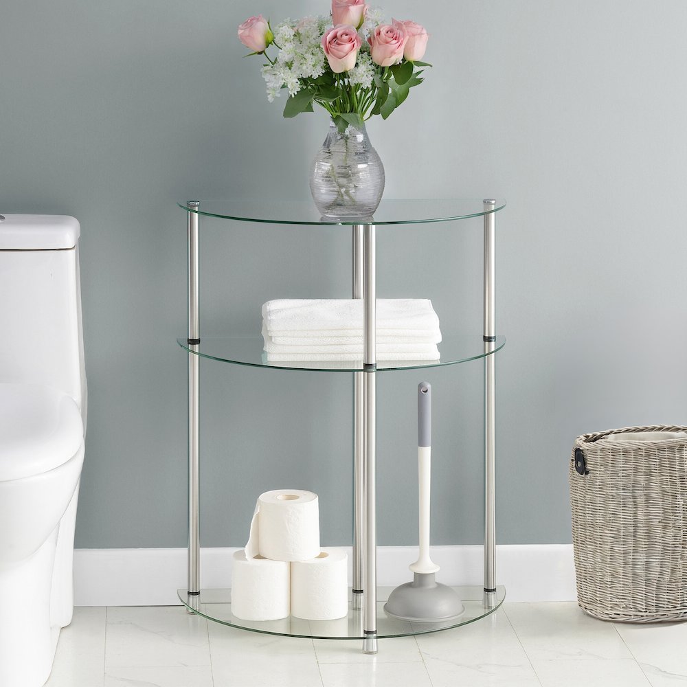 Classic Glass 3 Tier Half-Circle Entryway Hall Table