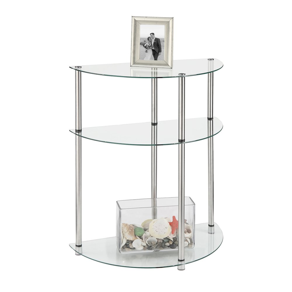 Classic Glass 3 Tier Half-Circle Entryway Hall Table