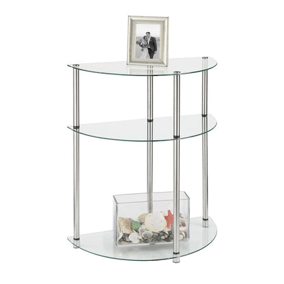 Classic Glass 3 Tier Half-Circle Entryway Hall Table
