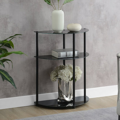 Designs2Go Classic Glass 3 Tier Half-Circle Entryway Hall Table