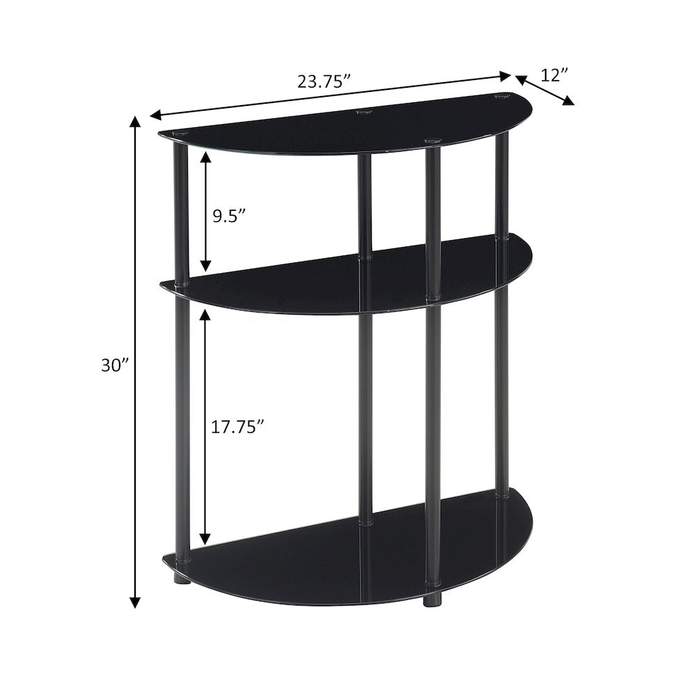 Designs2Go Classic Glass 3 Tier Half-Circle Entryway Hall Table