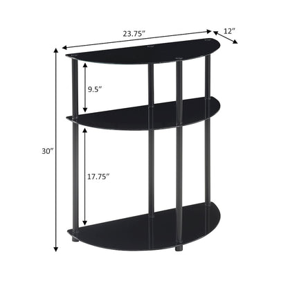 Designs2Go Classic Glass 3 Tier Half-Circle Entryway Hall Table