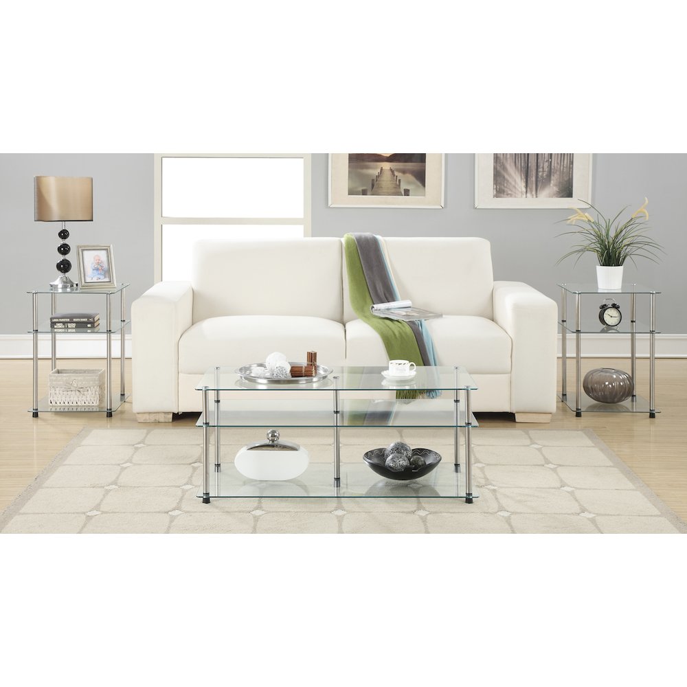 Designs2Go Classic Glass 3 Tier Coffee Table