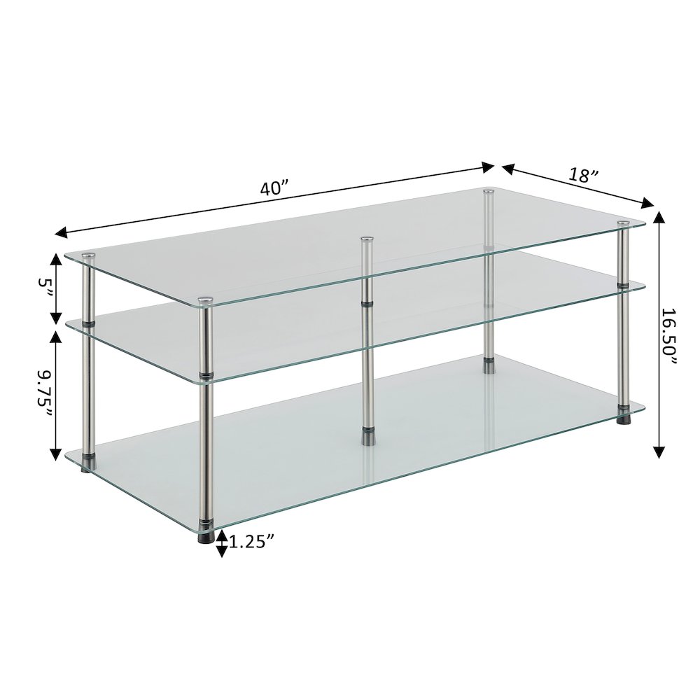 Designs2Go Classic Glass 3 Tier Coffee Table