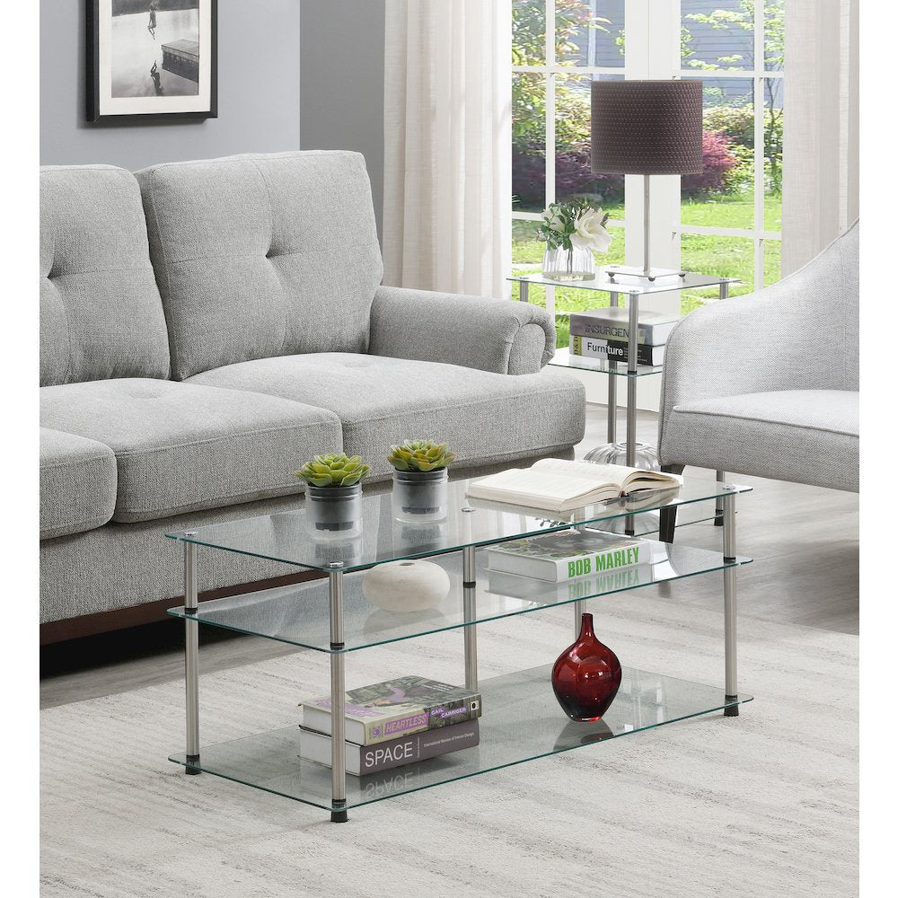 Designs2Go Classic Glass 3 Tier Coffee Table