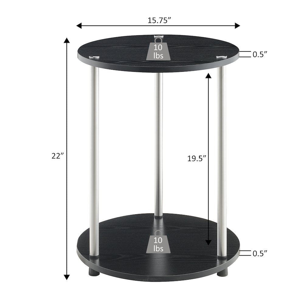 Designs2Go No Tools 2 Tier Round End Table, Pink