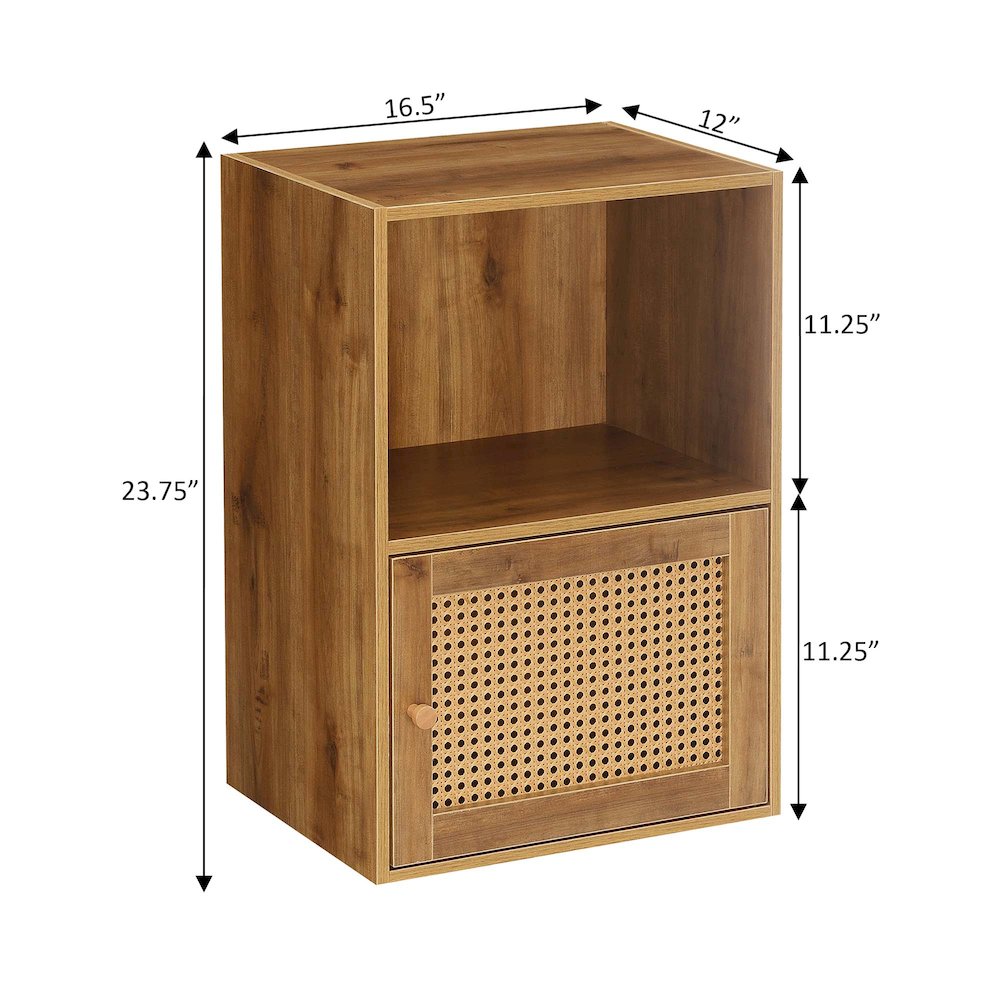 Xtra Storage Weave 1 Door Cabinet with Shelf, Brown